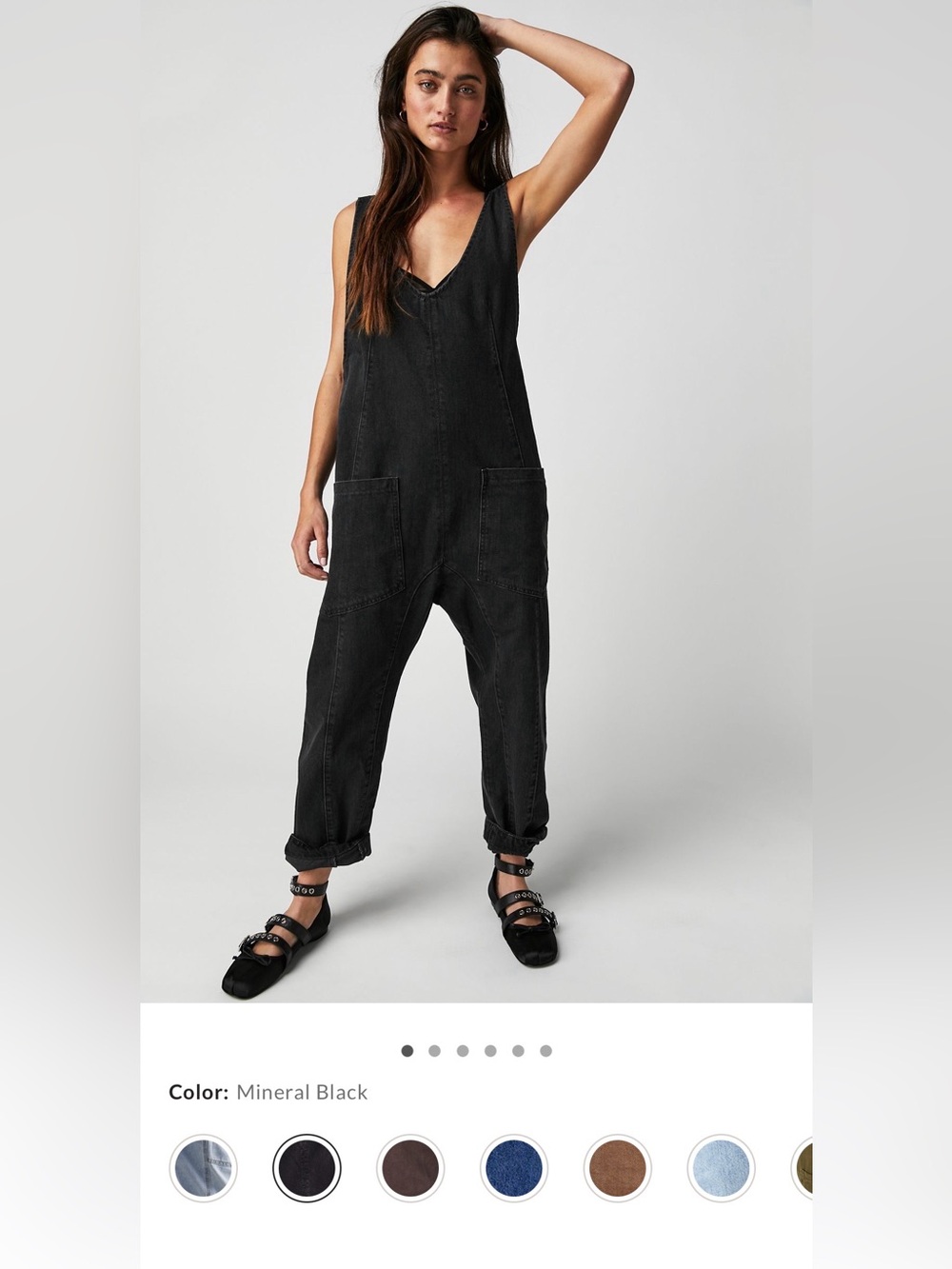 Free People We the Free High Roller Jumpsuit. XS. Mineral Black.